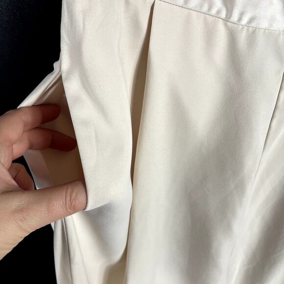 Obando Collective‎ Cape Satin Jumpsuit Cream Sleeveless Wide Leg V-Neck Sz 4 - Picture 11 of 16